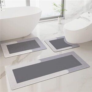 3PCS Bath Mat Rug Rubber Non Slip Quick Dry Rug Sets Super Absorbent Thin Rug
